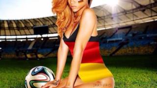Rihanna con la bandiera della Germania