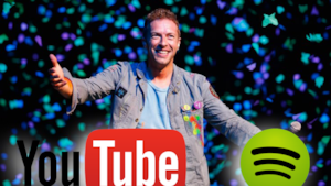 Chris Martin, logo di YouTube e di Spotify