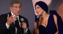 Tony Bennett e Lady Gaga durante la conferenza stampa di Bruxelles