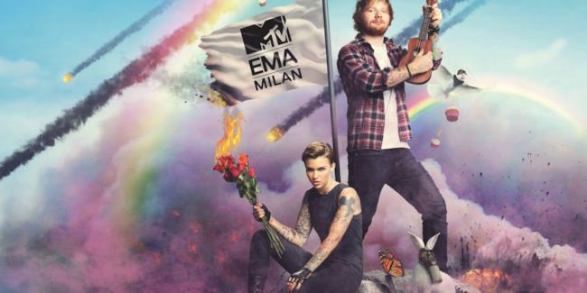 I conduttori degli MTV EMA 2015: Ed Sheeran e Ruby Rose.