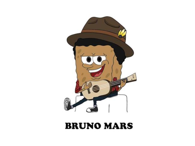 Bruno Mars disegnato come Spongebob