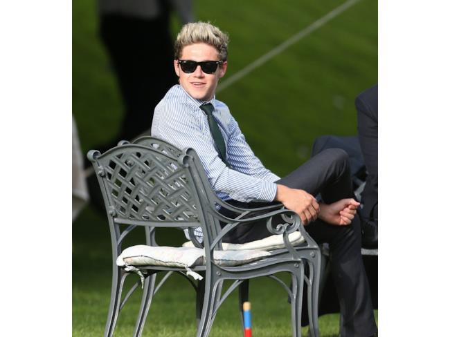 Niall Horan seduto in giardino