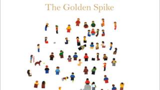 La copertina di The Golden Spike riprodotta con i Lego