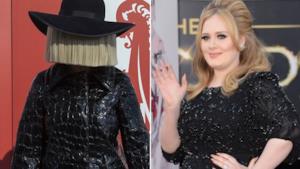 Sia e Adele fianco a fianco entrambe vestite di nero