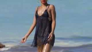 Rihanna on the beach in Hawaii