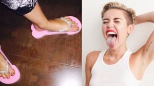 Miley Cyrus con le infradito a forma di pene