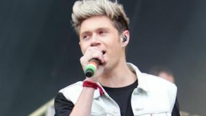 Niall Horan dei One Direction con microfono bandiera irlandese