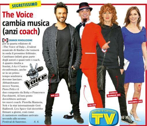 I nuovi coach di The Voice of Italy 2016 secondo TV Sorrisi e Canzoni