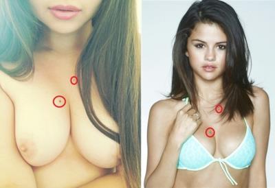 Il confronto tra due foto di Selena Gomez nuda