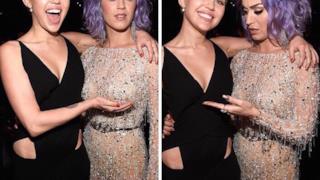 Miley Cyrus tocca le tette a Katy Perry