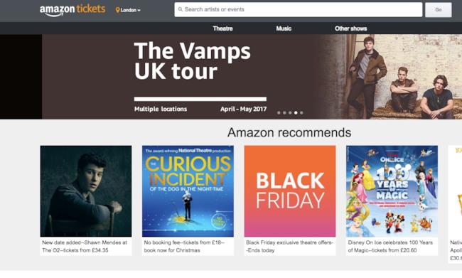 Con Amazon Tickets è possibile comprare i biglietti online La homepage di Amazon Tickets