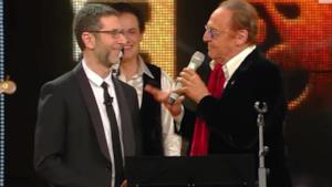 Fabio fazio e Renzo Arbore sul palco di Sanremo 2014