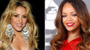 Shakira e Rihanna in una foto divisa a metà