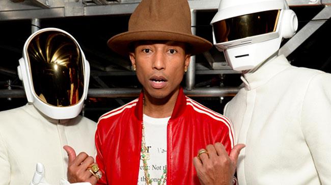 Primo piano di Pharrell e i Daft Punk