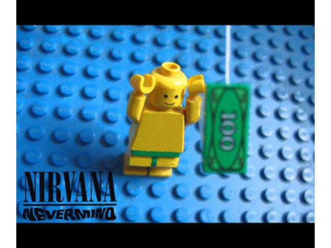 La copertina di Nevermind riprodotta con i Lego