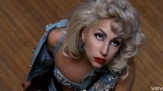 Lady Gaga looking up in Marry the night video