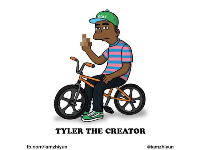 Tyler, The Creator disegnato come un personaggio dei Simpson