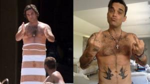 Robbie Williams a torso nudo su Twitter: 'Non sono grasso'
