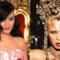 Primo piano di Katy Perry e Beyoncé con la corona