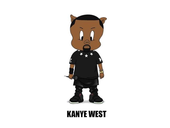 Kanye West disegnato come Porky Pig