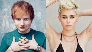 Primo piano di Ed Sheeran e Miley Cyrus