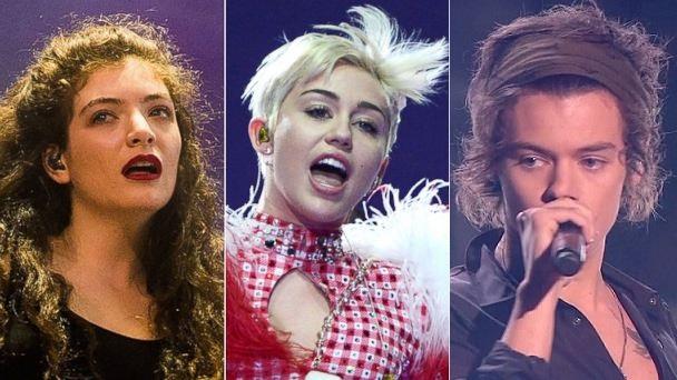 Lorde, Miley Cyrus, Harry Styles dei One Direction
