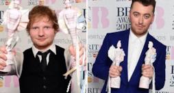 Ed Sheeran e Sam Smith con i premi vinti ai Brit Awards 2015