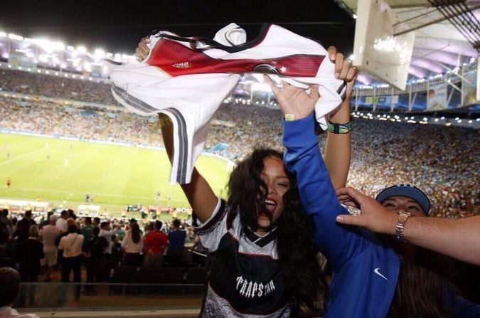 Rihanna festeggia al gol della Germania