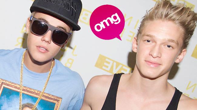 Primo piano di Justin Bieber insieme a Cody Simpson