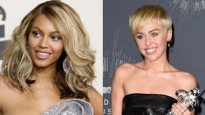 Primo piano di  Beyoncé e Miley Cyrus