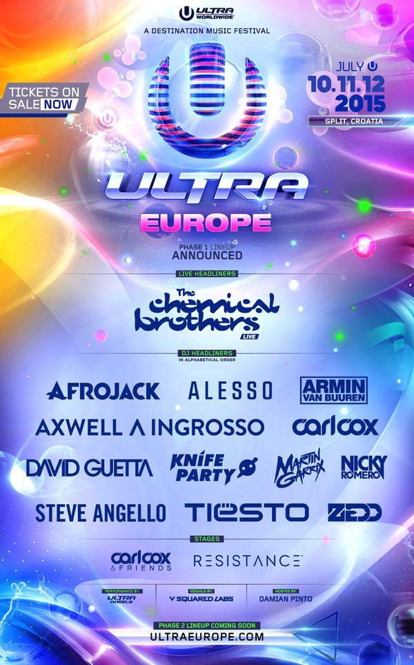 La line up dell'Ultra Europe 2015