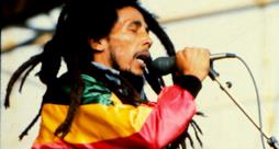 Bob Marley live con la bandiera della Giamaica
