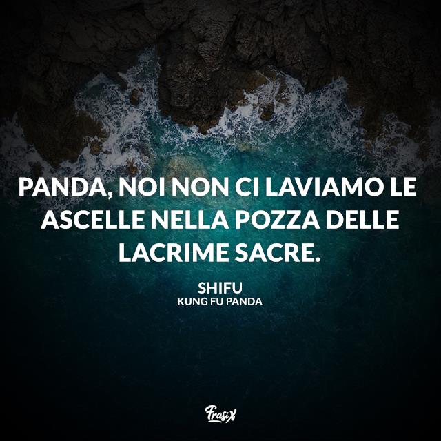 Kung Fu Panda frasi Panda, noi non ci laviamo le ascelle nella pozza delle lacrime sacre.