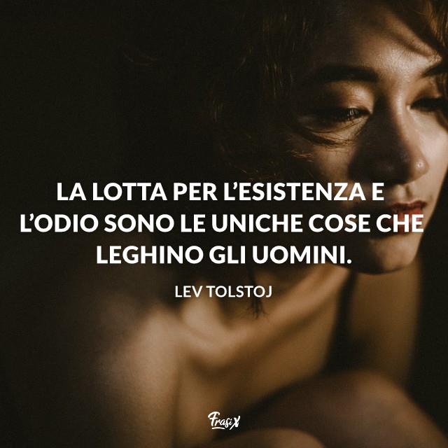 Frasi sull'odio tolstoj La lotta per l’esistenza e l’odio sono le uniche cose che leghino gli uomini.
