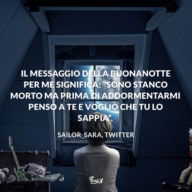 Buonanotte divertente Il messaggio della buonanotte per me significa: “sono stanco morto ma prima di addormentarmi penso a te e voglio che tu lo sappia”.