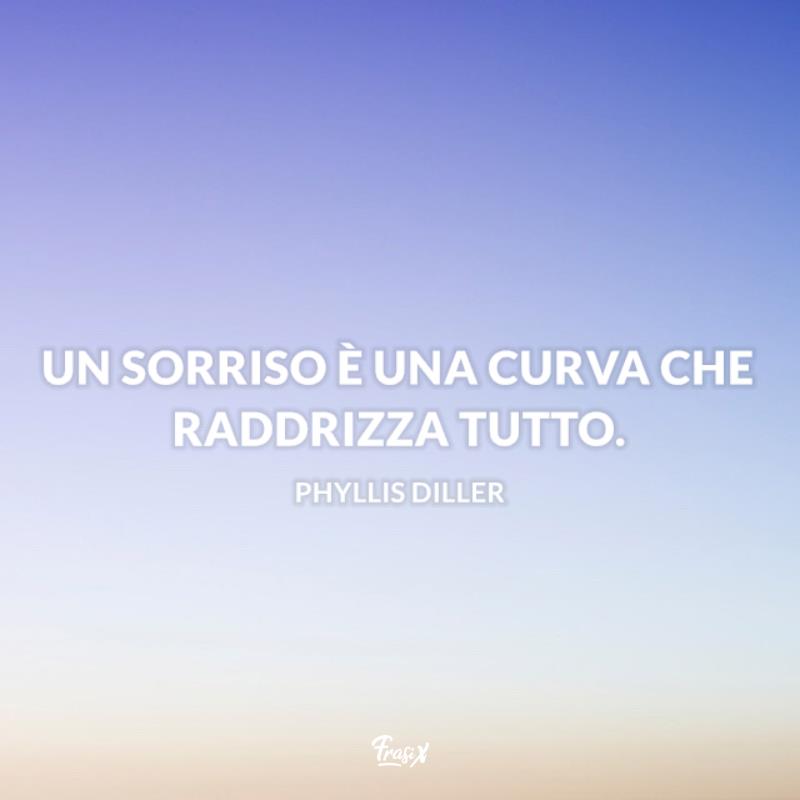 Frasi sul sorriso diller Sfondo lilla e bianco