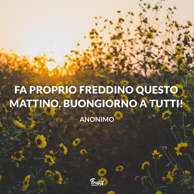 Buongiorno a tutti Fa proprio freddino questo mattino. Buongiorno a tutti!