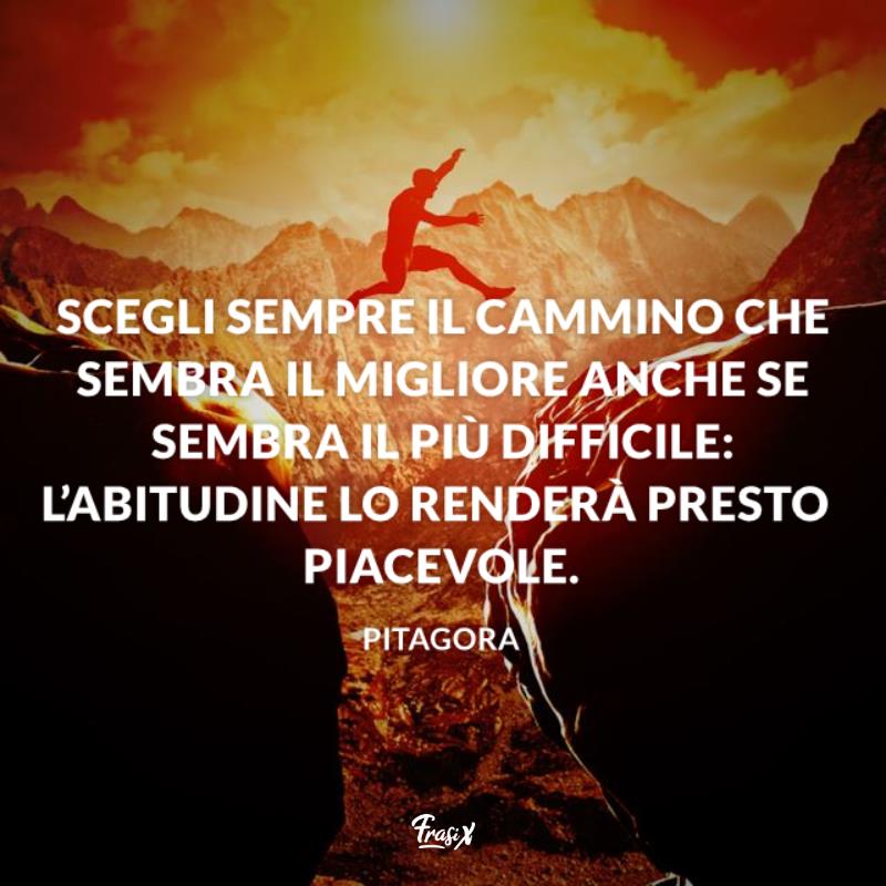Frasi sulle scelte pitagora Uomo salta da un'estremità all'altra di un monte