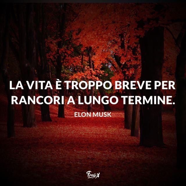 Frasi celebri Elon Musk La vita è troppo breve per rancori a lungo termine.
