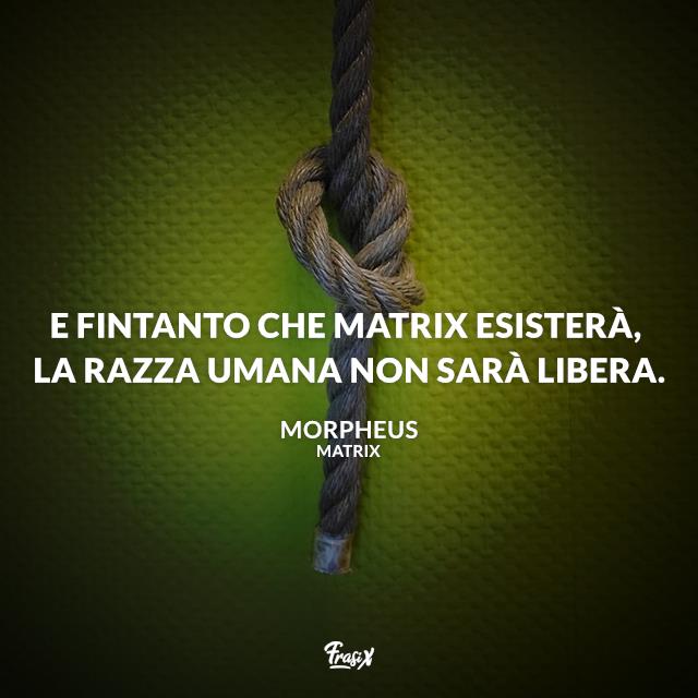 Frasi Matrix Adesso appenderò il telefono e farò vedere a tutta questa gente, quello che non volete che vedano. Mostrerò loro un mondo senza di voi, un mondo senza regole e controlli, senza frontiere e confini. Un mondo in cui tutto è possibile. Quello che accadrà dopo, dipenderà da voi e da loro.
