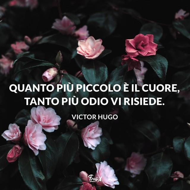 Frasi sull'odio hugo Quanto più piccolo è il cuore, tanto più odio vi risiede.