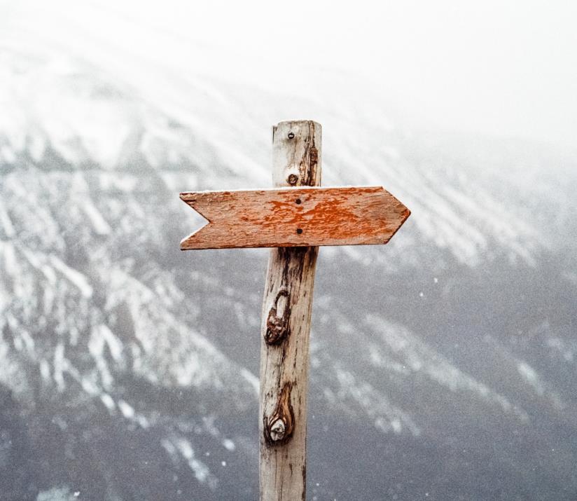 Frasi sulle scelte Indicazione in legno in montagna