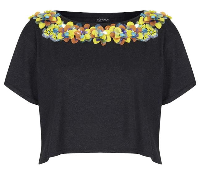 Per la shopping list una maglia con piccoli decori a fiori
