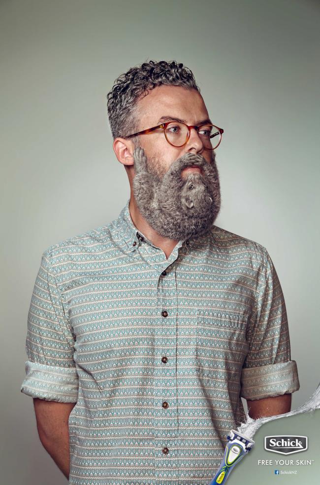 Nuova pubblicità di Schick con i roditori al posto della barba
