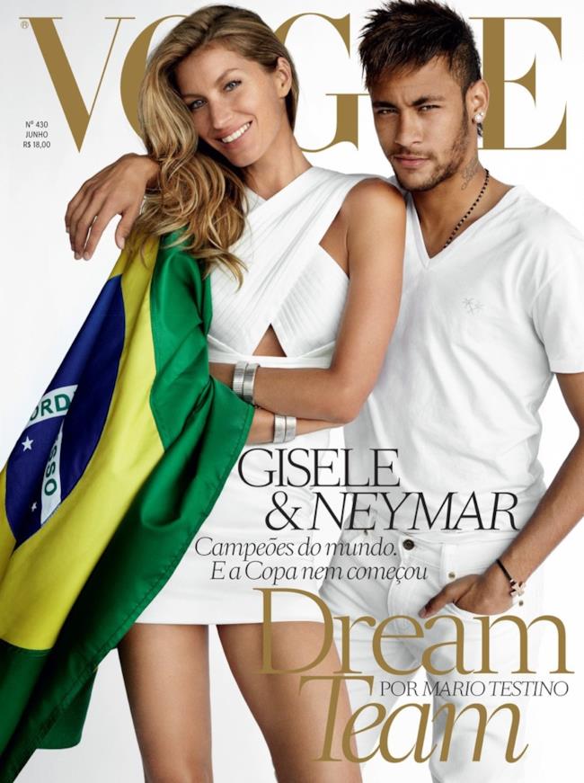 Gisele Bundchen e Neymar sulla cover magazine di Vogue Brazil di giugno
