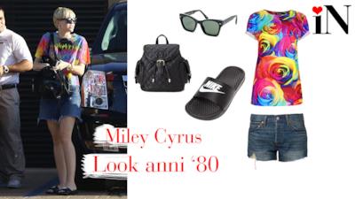L'outfit della cantante Miley Cyrus con uno stile anni '80
