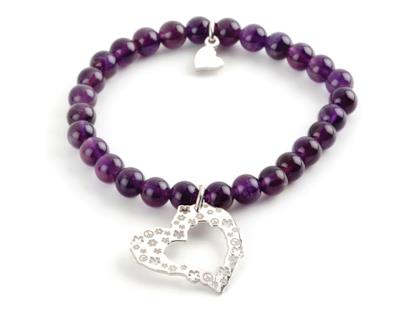 Bracciale Jack & Co con pietra Ametista e simbolo del cuore Amore in argento