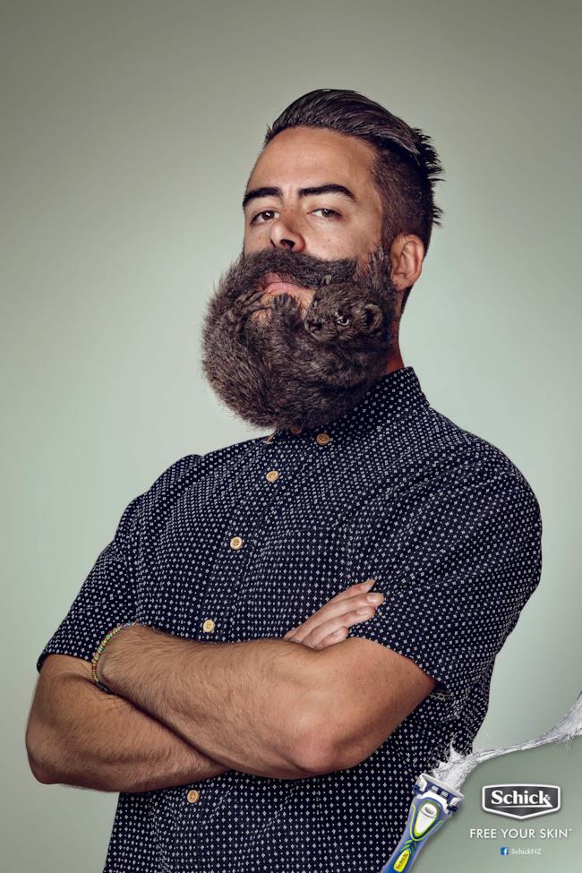 I roditori al posto della barba nella pubblicità della Schick