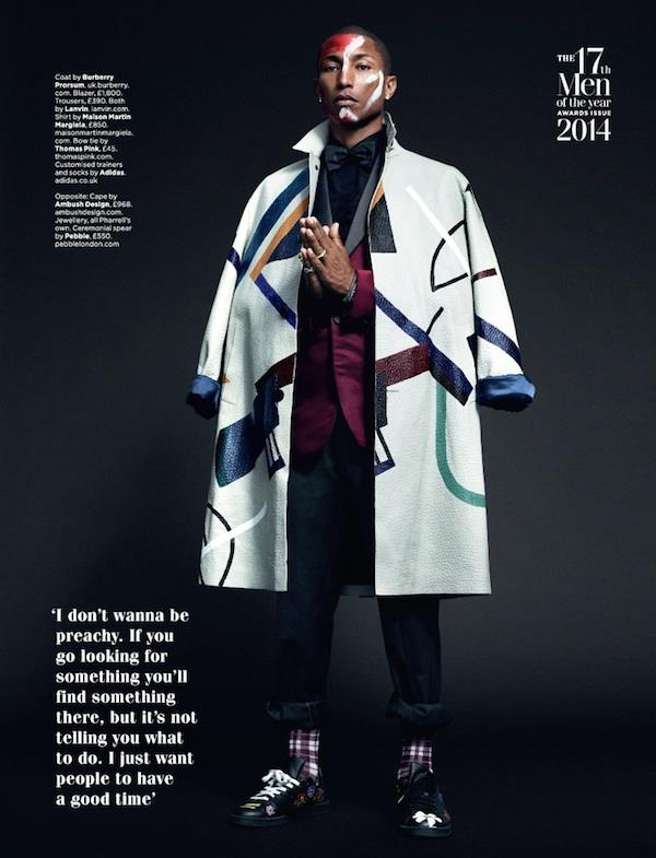 Il cantante Pharrell su GQ British di ottobre 2014
