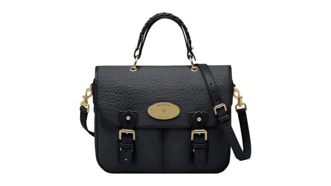 Handbag nera in pelle martellata e finiture dorate di Mulberry